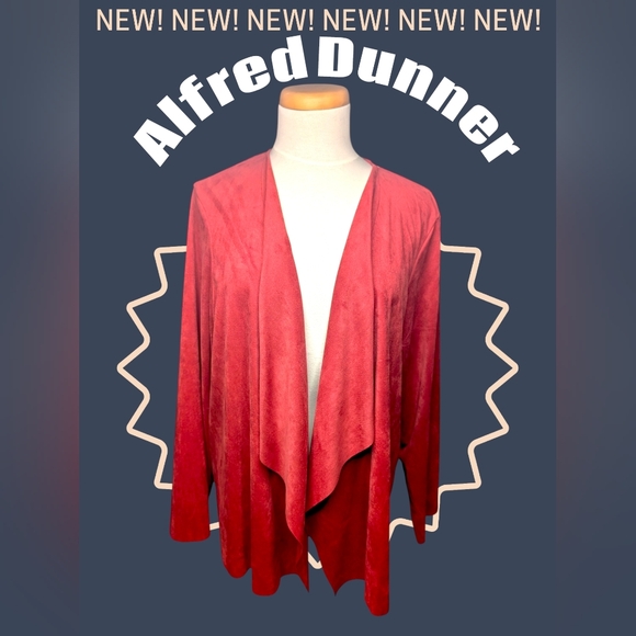 Alfred Dunner Tops - Alfred Dunner Women’s 18W Red Open-Front Drape Cardigan